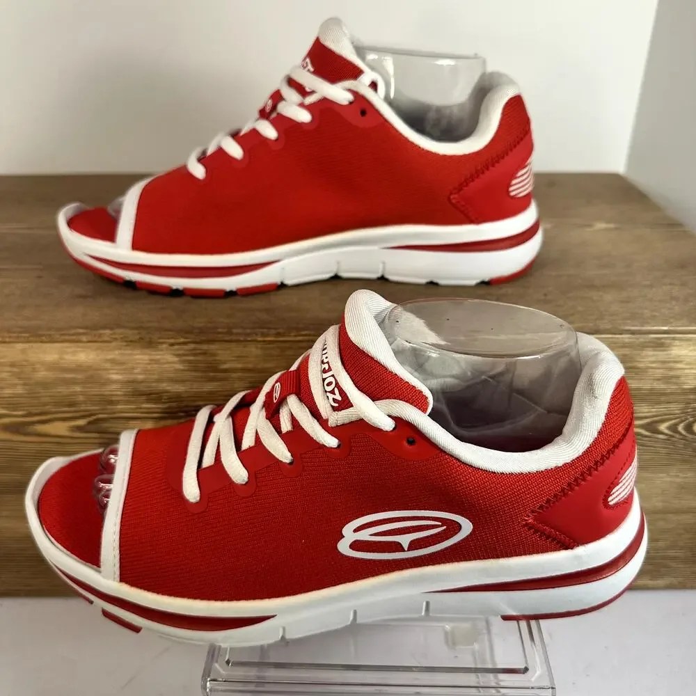 Ope Toz Open Toe‎ Sneaker Red Womens SZ 8.5 Athleisure Streetwear Y2K Sporty